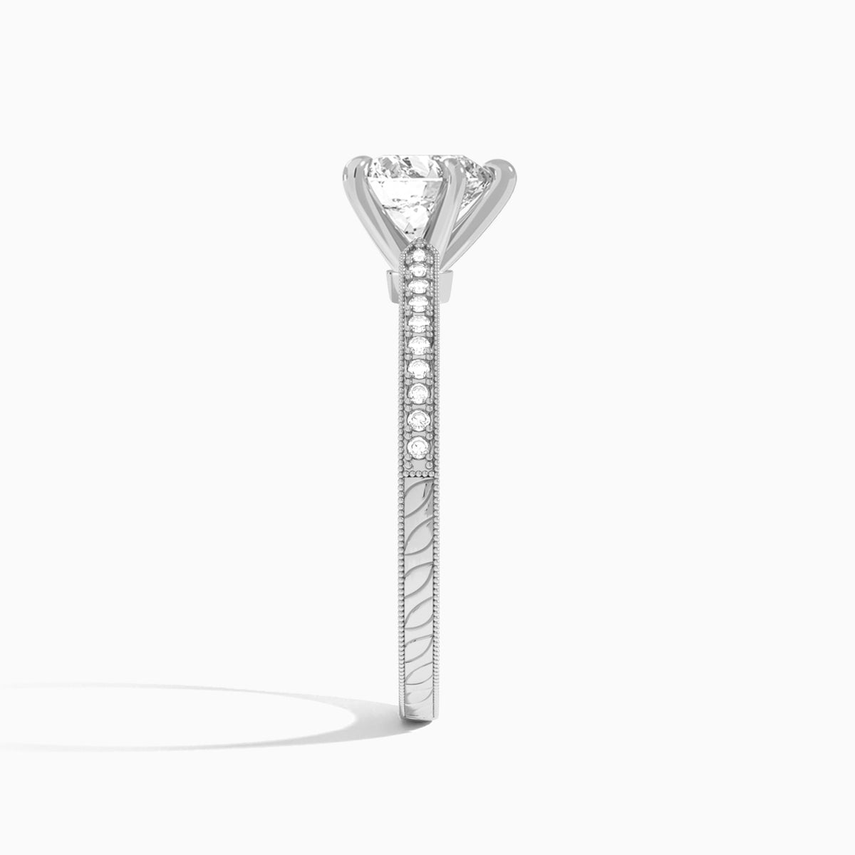Heart Carla Lab Grown Diamond Engagement Ring In 14K White Gold, Side View