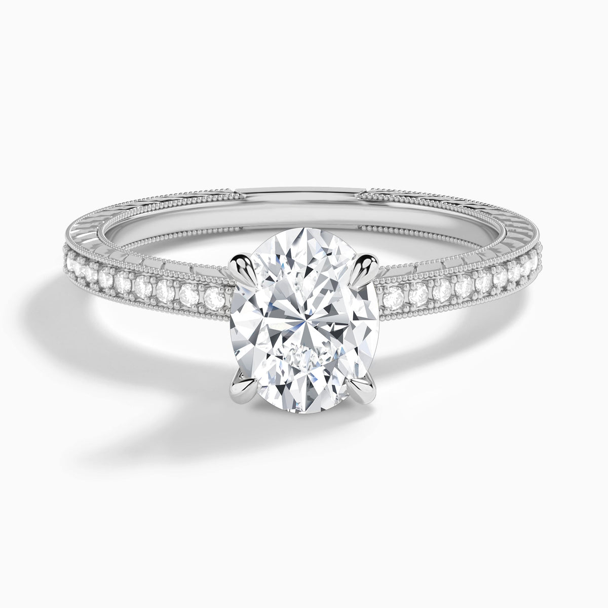 Oval Carla Lab Grown Diamond Engagement Ring In 14K White Gold - Lucenjuri