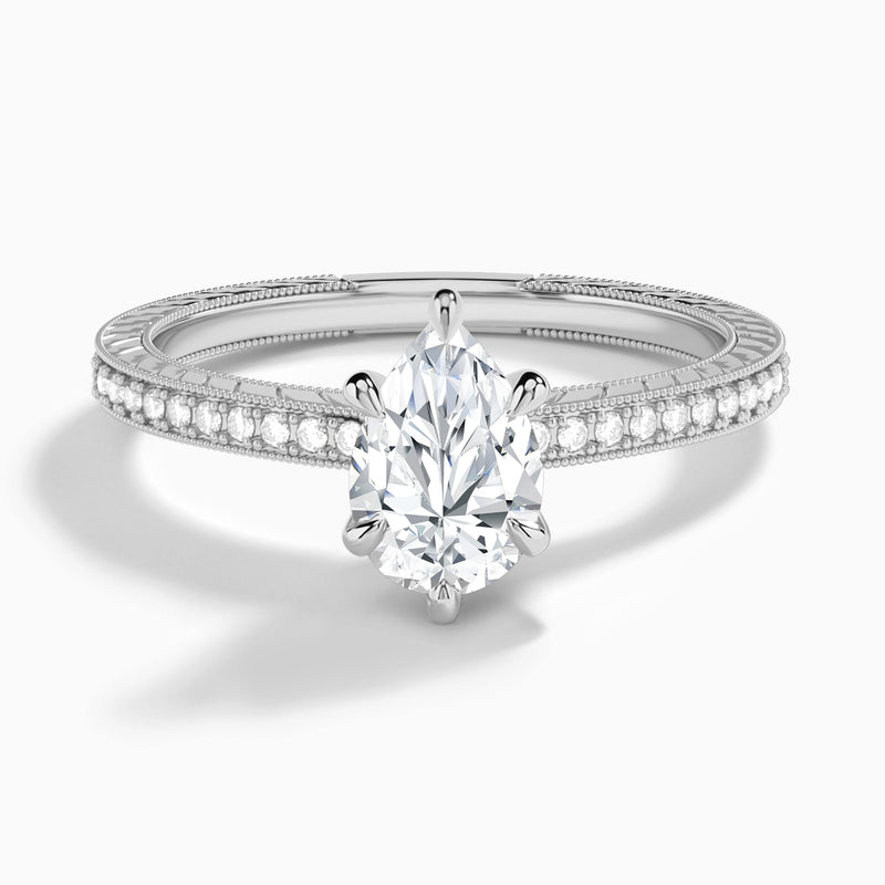 Pear Carla Lab Grown Diamond Engagement Ring In 18K White Gold - Lucenjuri
