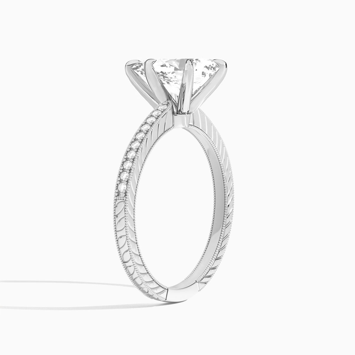 Pear Carla Lab Grown Diamond Engagement Ring In 14K White Gold, Angle View