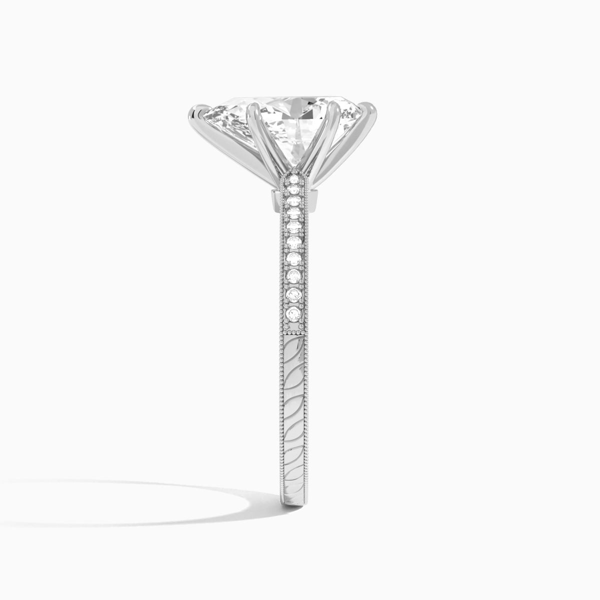 Pear Carla Lab Grown Diamond Engagement Ring In 14K White Gold, Side View
