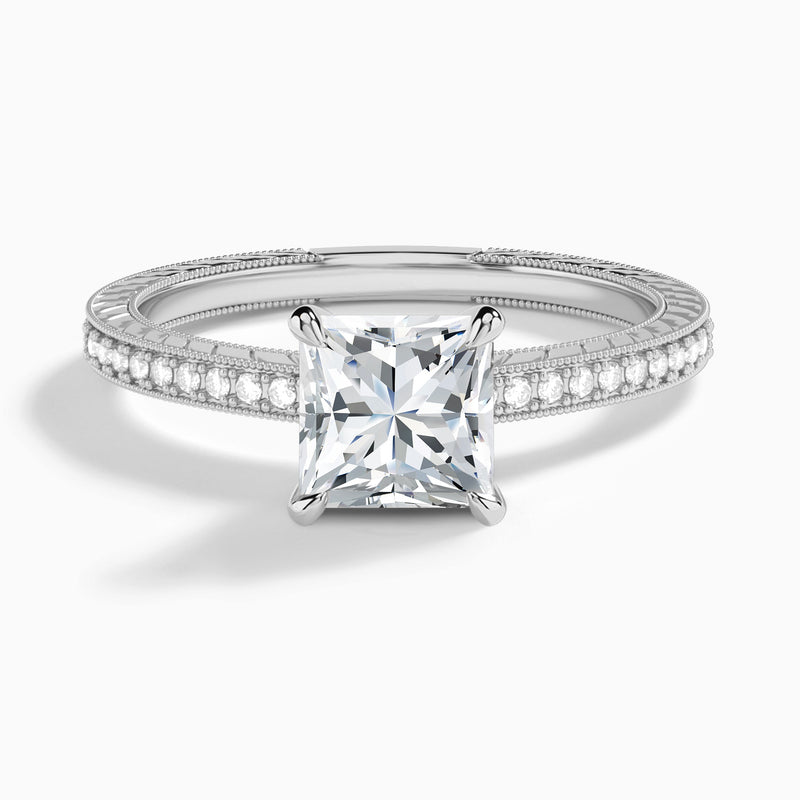 Princess Carla Lab Grown Diamond Engagement Ring In 14K White Gold - Lucenjuri