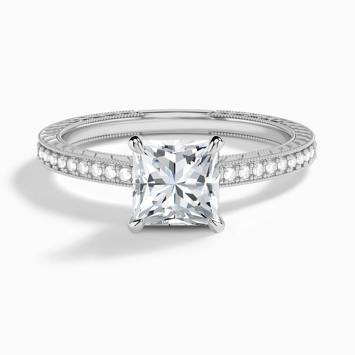 Princess Carla Lab Grown Diamond Engagement Ring In 14K White Gold - Lucenjuri