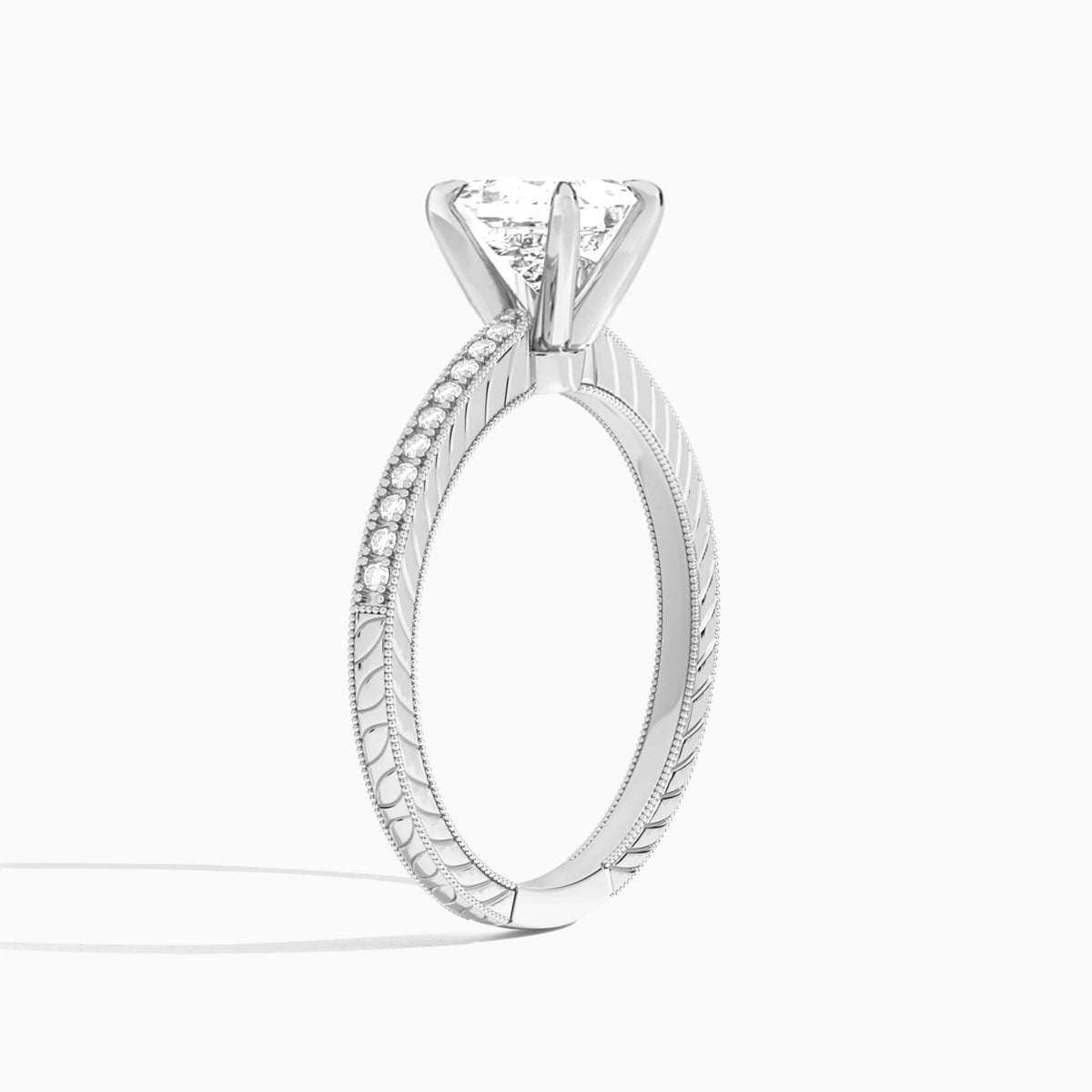 Princess Carla Lab Grown Diamond Engagement Ring In 18K White Gold, Angle View