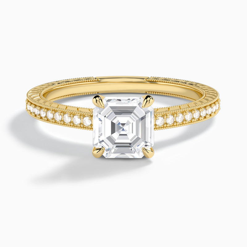 Asscher Carla Lab Grown Diamond Engagement Ring In 14K Yellow Gold - Lucenjuri