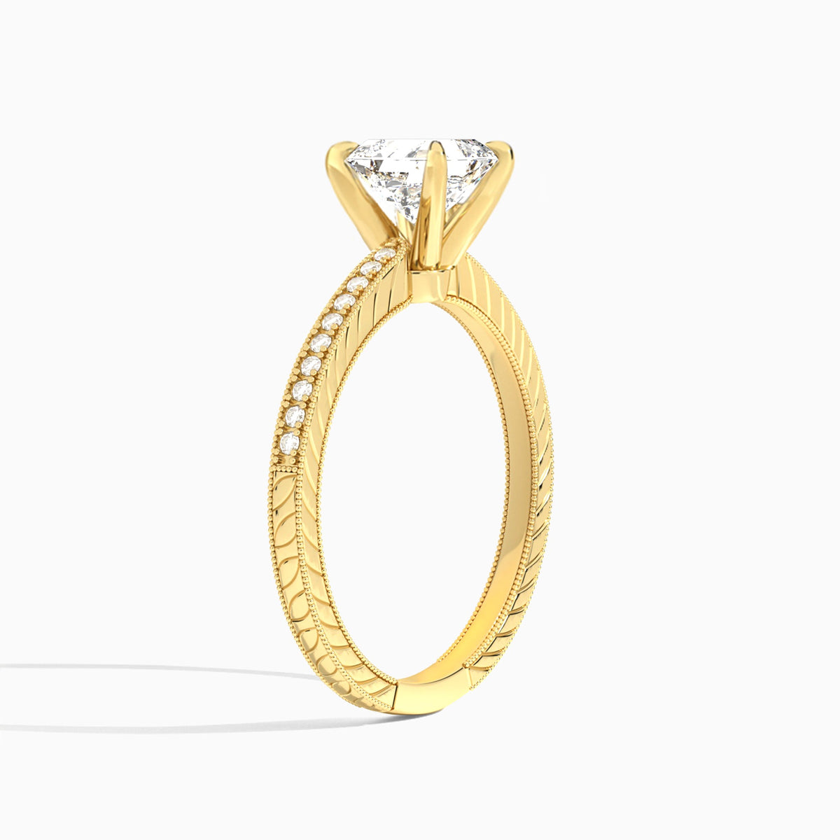 Asscher Carla Lab Grown Diamond Engagement Ring In 18K Yellow Gold, Angle View