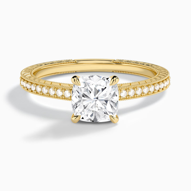 Cushion Carla Lab Grown Diamond Engagement Ring In 18K Yellow Gold - Lucenjuri