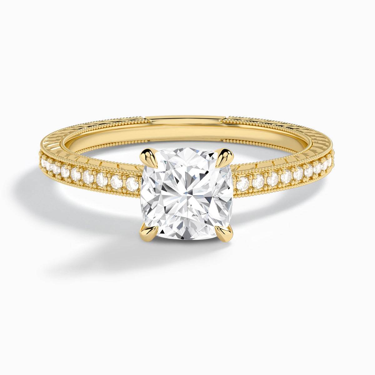 Cushion Carla Lab Grown Diamond Engagement Ring In 18K Yellow Gold - Lucenjuri