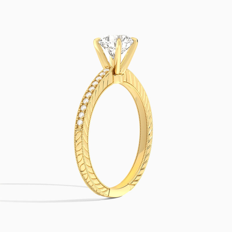 Cushion Carla Lab Grown Diamond Engagement Ring In 18K Yellow Gold, Angle View