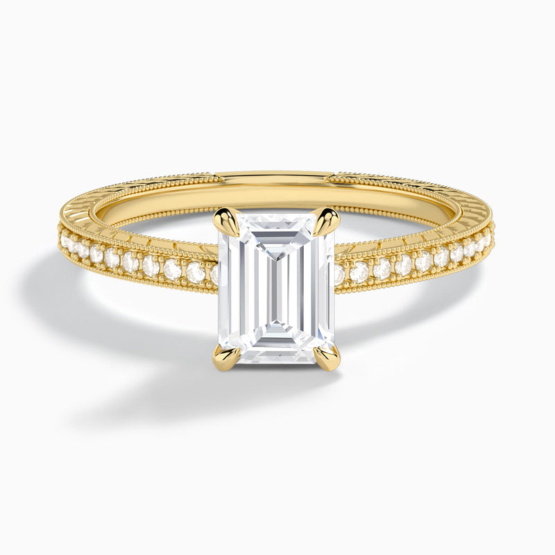 Emerald Carla Lab Grown Diamond Engagement Ring In 18K Yellow Gold - Lucenjuri