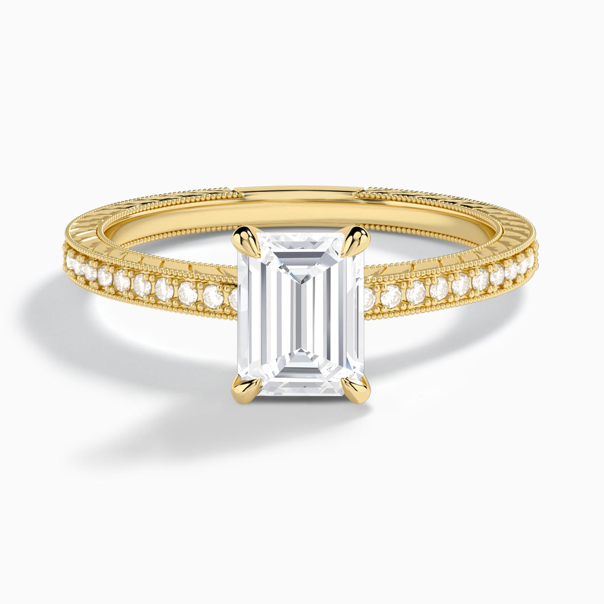 Emerald Carla Lab Grown Diamond Engagement Ring In 18K Yellow Gold - Lucenjuri