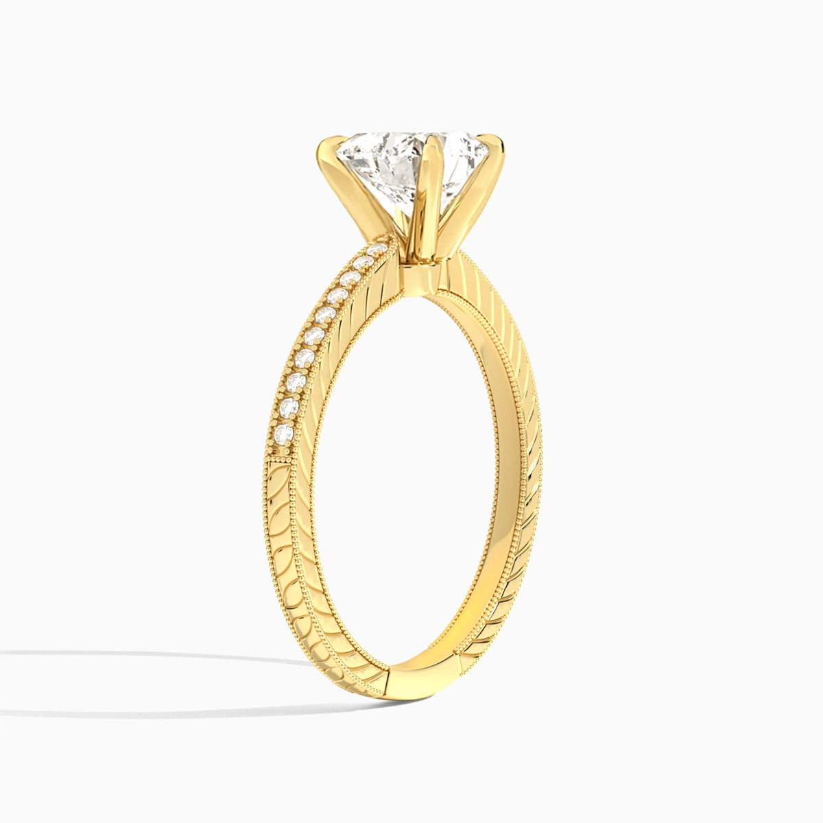 Heart Carla Lab Grown Diamond Engagement Ring In 14K Yellow Gold, Angle View