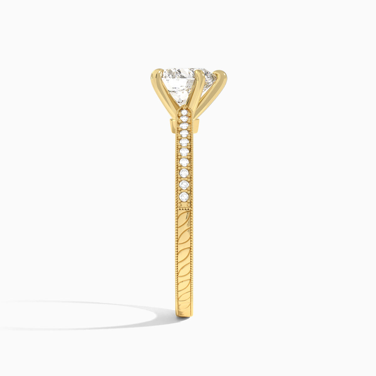 Heart Carla Lab Grown Diamond Engagement Ring In 14K Yellow Gold, Side View