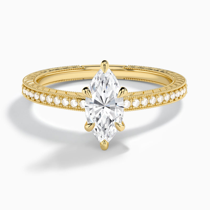 Marquise Carla Lab Grown Diamond Engagement Ring In 14K Yellow Gold - Lucenjuri