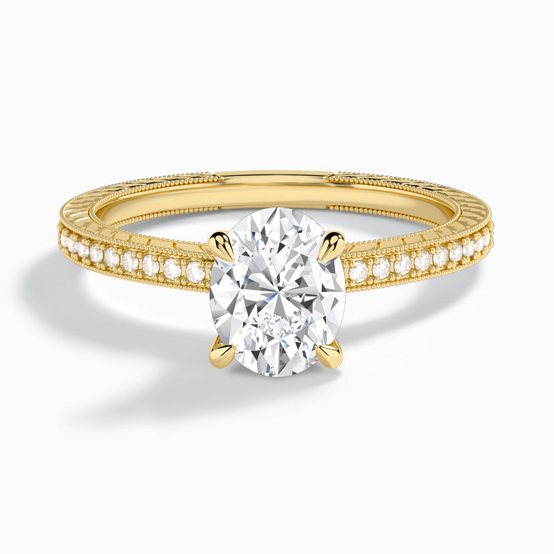 Oval Carla Lab Grown Diamond Engagement Ring In 14K Yellow Gold - Lucenjuri