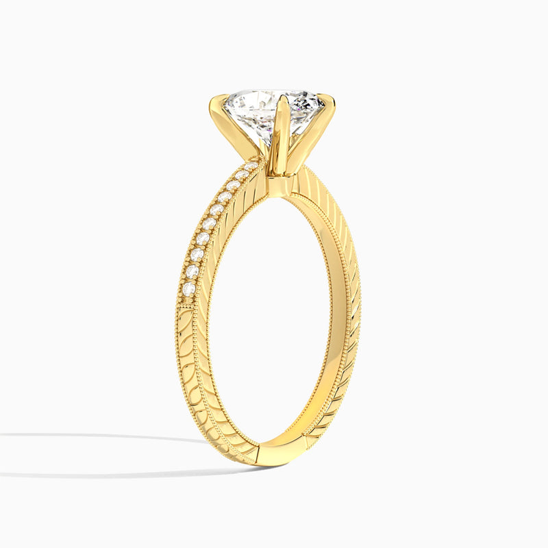 Oval Carla Lab Grown Diamond Engagement Ring In 14K Yellow Gold, Angle View