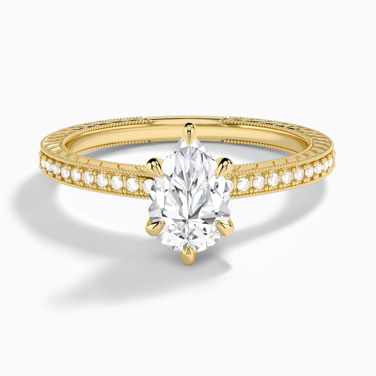 Pear Carla Lab Grown Diamond Engagement Ring In 18K Yellow Gold - Lucenjuri