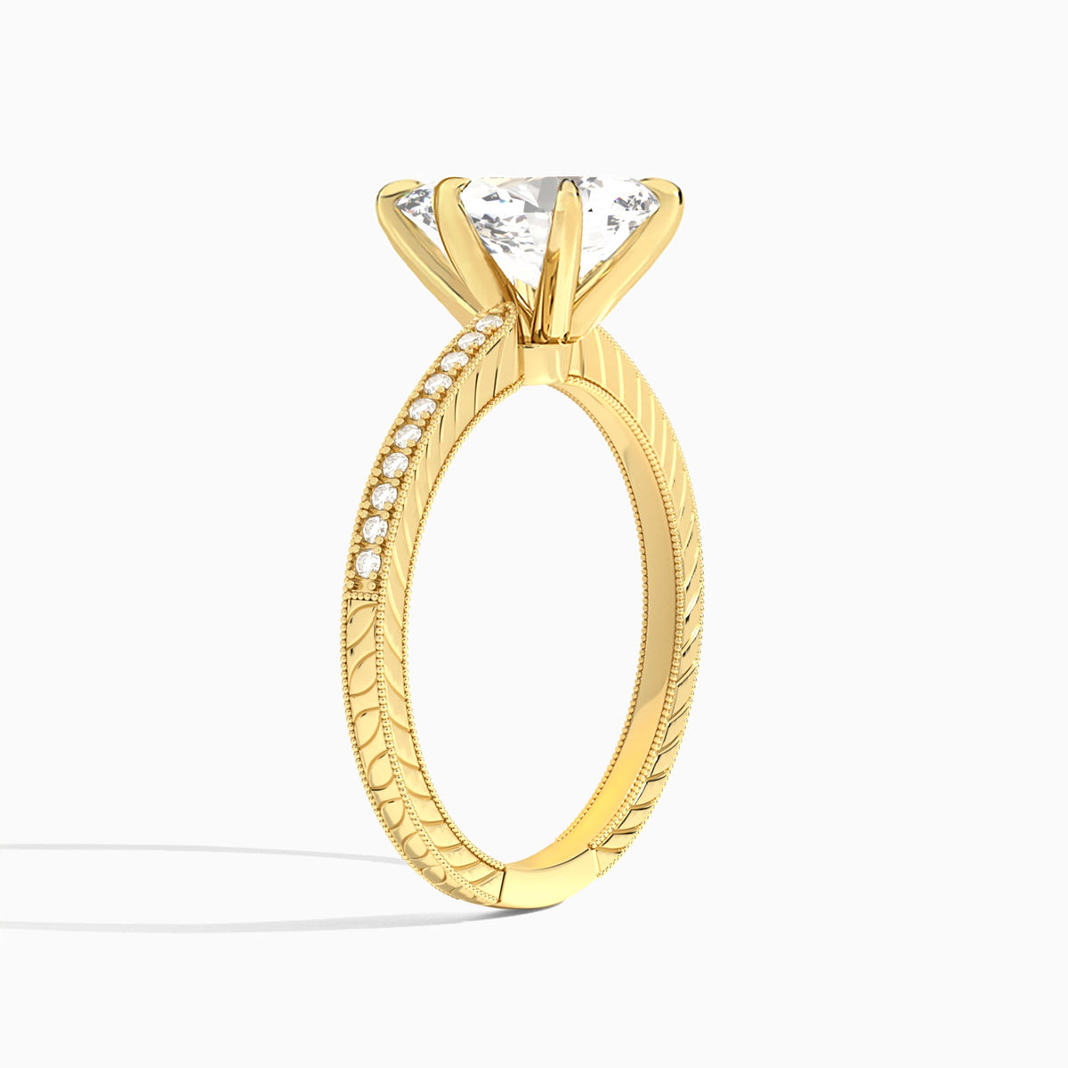 Pear Carla Lab Grown Diamond Engagement Ring In 14K Yellow Gold, Angle View