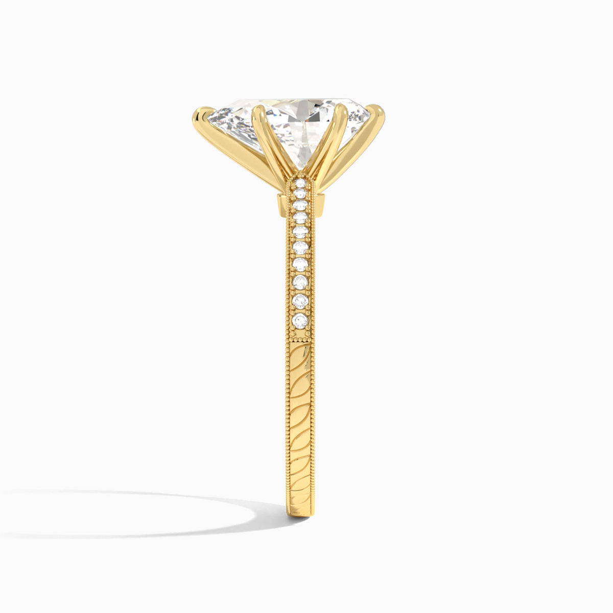 Pear Carla Lab Grown Diamond Engagement Ring In 18K Yellow Gold, Side View
