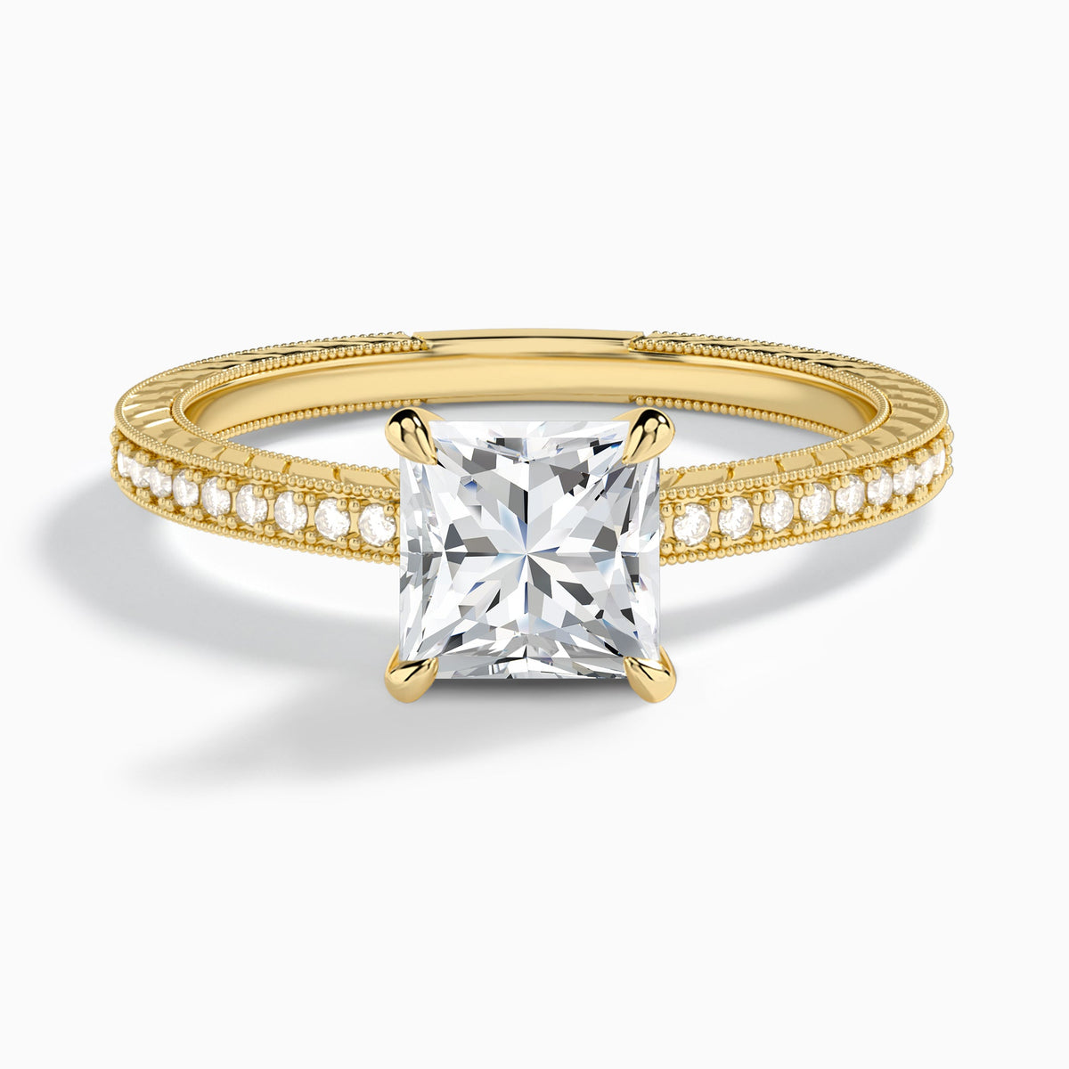 Princess Carla Lab Grown Diamond Engagement Ring In 14K Yellow Gold - Lucenjuri