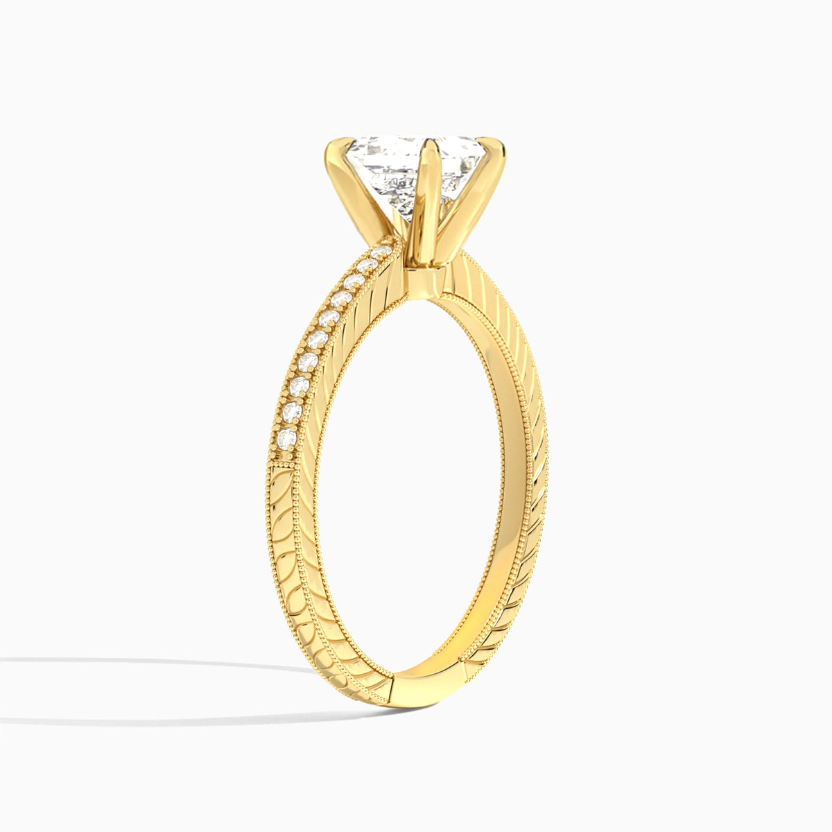 Princess Carla Lab Grown Diamond Engagement Ring In 14K Yellow Gold, Angle View