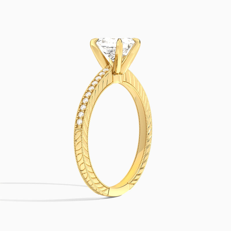 Princess Carla Lab Grown Diamond Engagement Ring In 18K Yellow Gold, Angle View