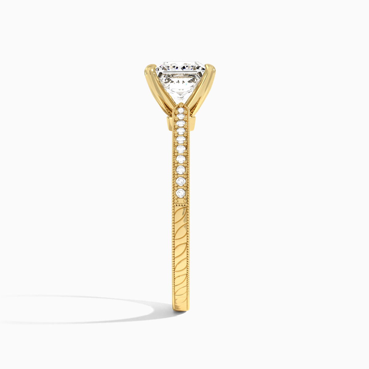 Princess Carla Lab Grown Diamond Engagement Ring In 14K Yellow Gold, Side View