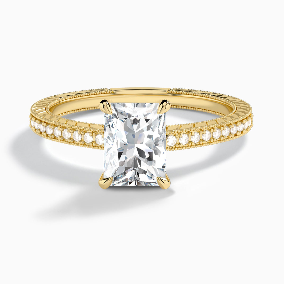 Radiant Carla Lab Grown Diamond Engagement Ring In 14K Yellow Gold - Lucenjuri