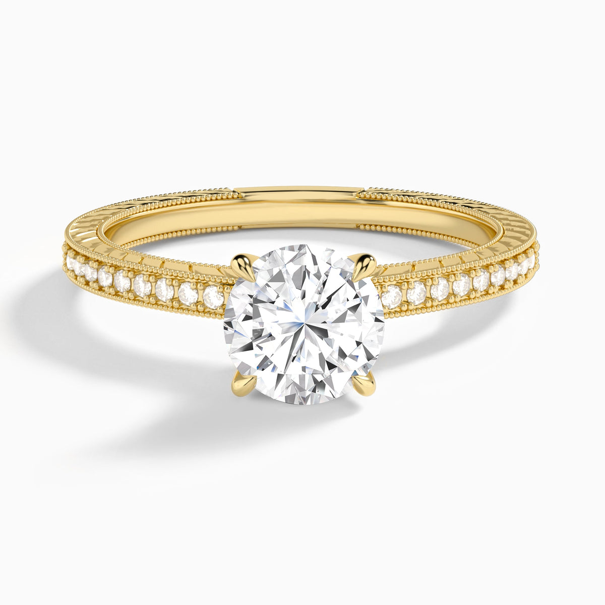 Round Carla Lab Grown Diamond Engagement Ring In 18K Yellow Gold - Lucenjuri