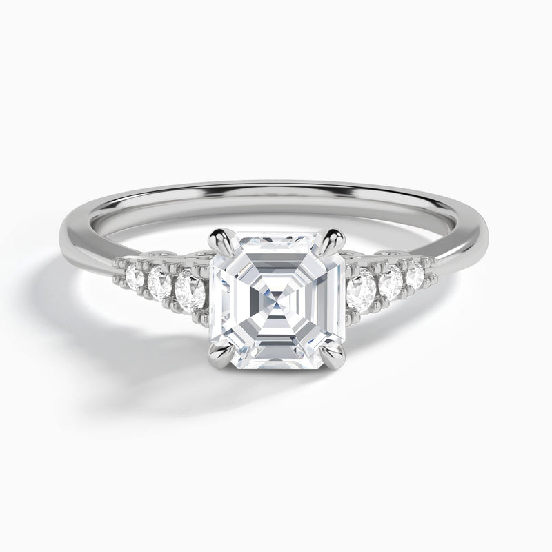 Asscher Ava Cathedral Engagement Ring In Platinum - Lucenjuri