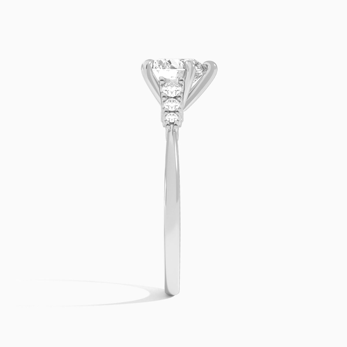 Heart Ava Cathedral Engagement Ring In Platinum, Side View