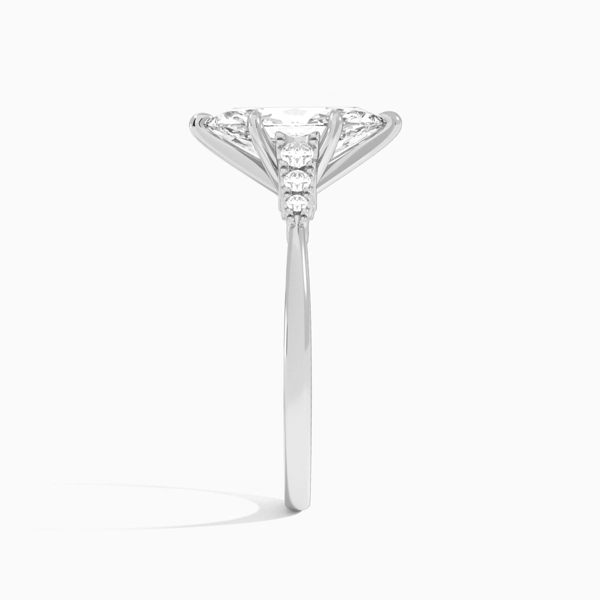 Marquise Ava Cathedral Engagement Ring In Platinum, Side View