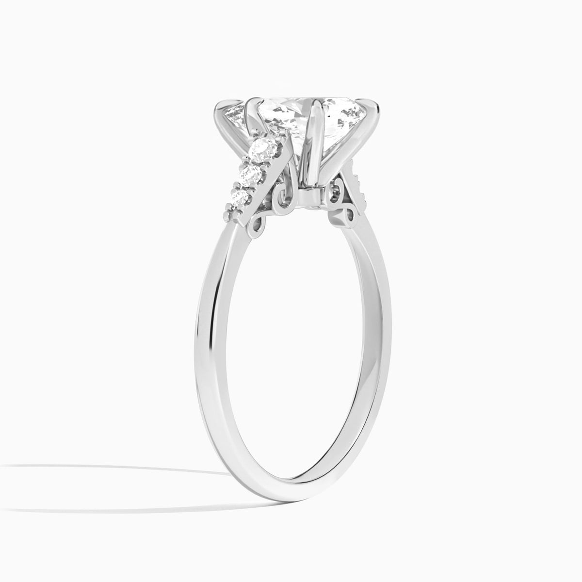 Pear Ava Cathedral Engagement Ring In Platinum, Angle View