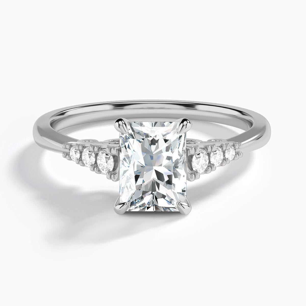Radiant Ava Cathedral Engagement Ring In Platinum - Lucenjuri
