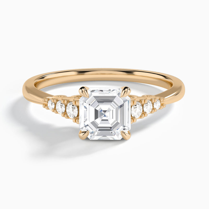 Asscher Ava Cathedral Engagement Ring In 14K Rose Gold - Lucenjuri