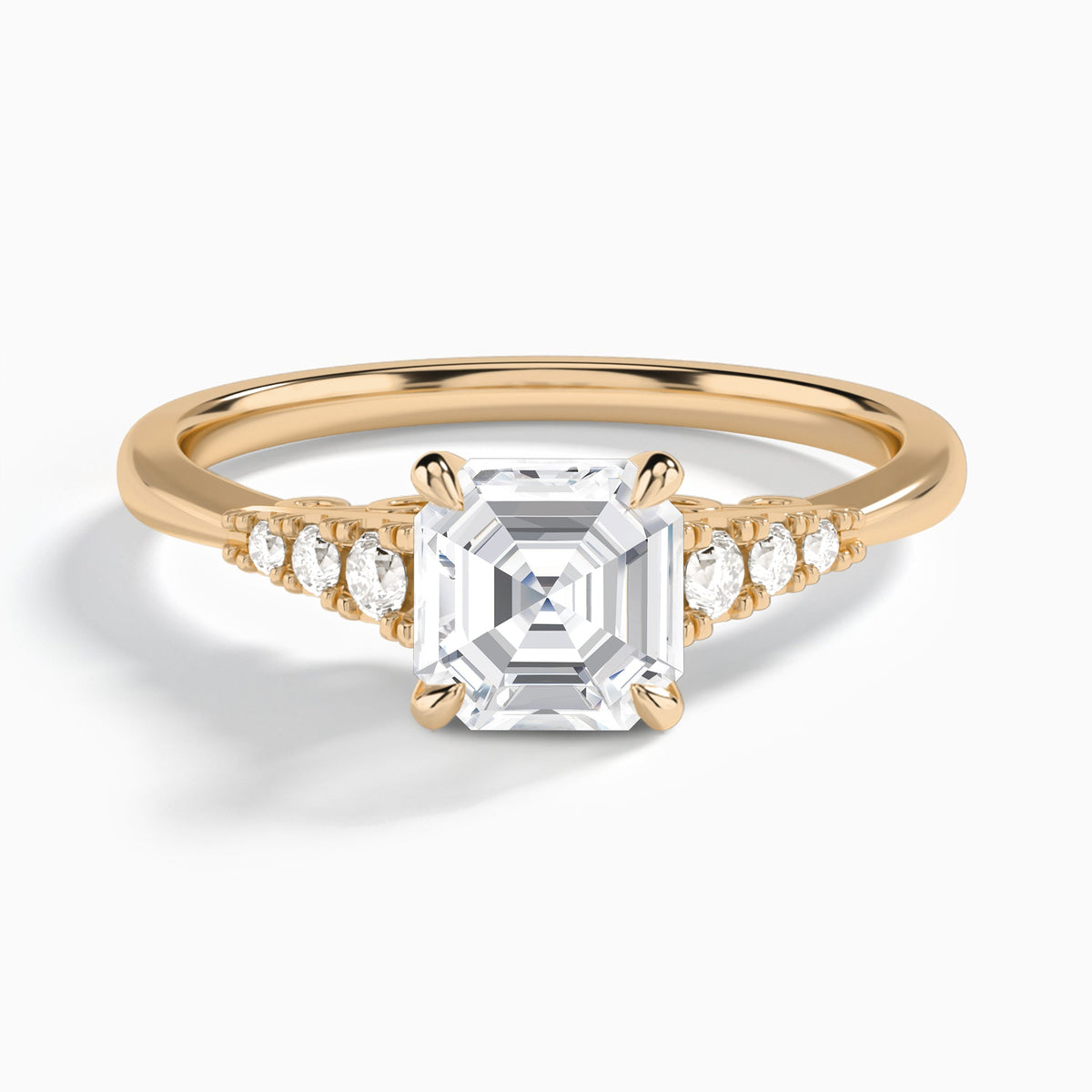 Asscher Ava Cathedral Engagement Ring In 14K Rose Gold - Lucenjuri
