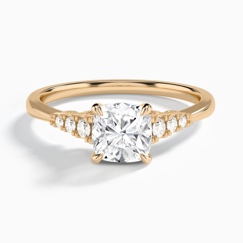 Cushion Ava Cathedral Engagement Ring In 14K Rose Gold - Lucenjuri