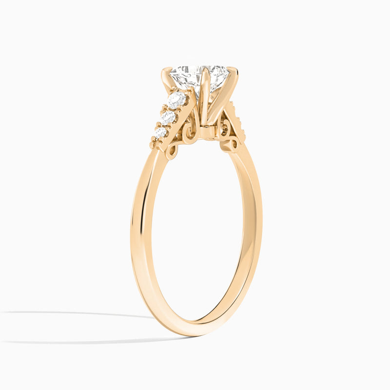 Cushion Ava Cathedral Engagement Ring In 14K Rose Gold, Angle View