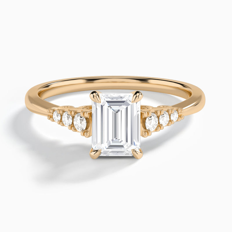 Emerald Ava Cathedral Engagement Ring In 14K Rose Gold - Lucenjuri