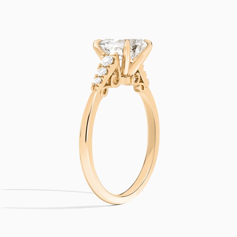Emerald Ava Cathedral Engagement Ring In 14K Rose Gold, Angle View