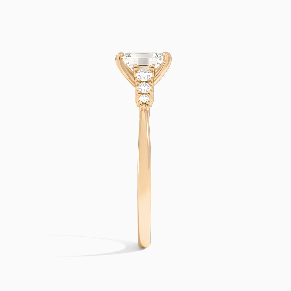 Emerald Ava Cathedral Engagement Ring In 14K Rose Gold, Side View