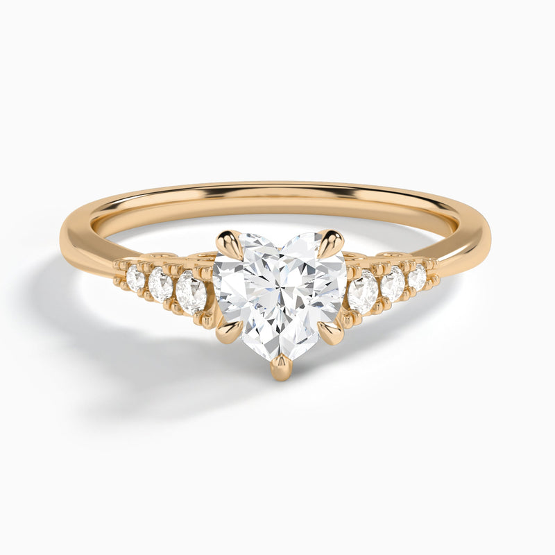 Heart Ava Cathedral Engagement Ring In 14K Rose Gold - Lucenjuri