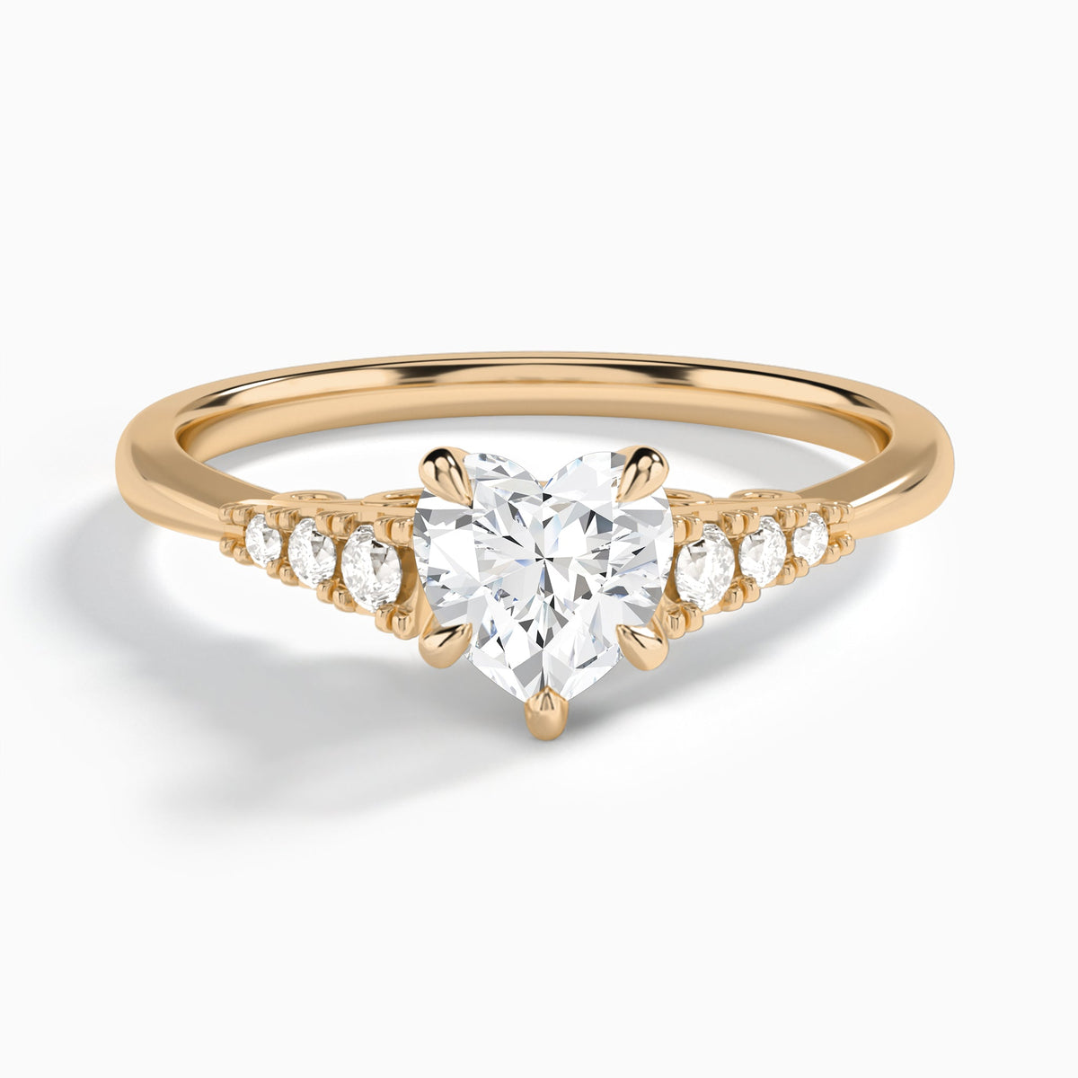 Heart Ava Cathedral Engagement Ring In 14K Rose Gold - Lucenjuri