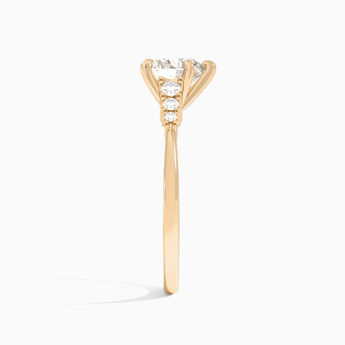 Heart Ava Cathedral Engagement Ring In 14K Rose Gold, Side View