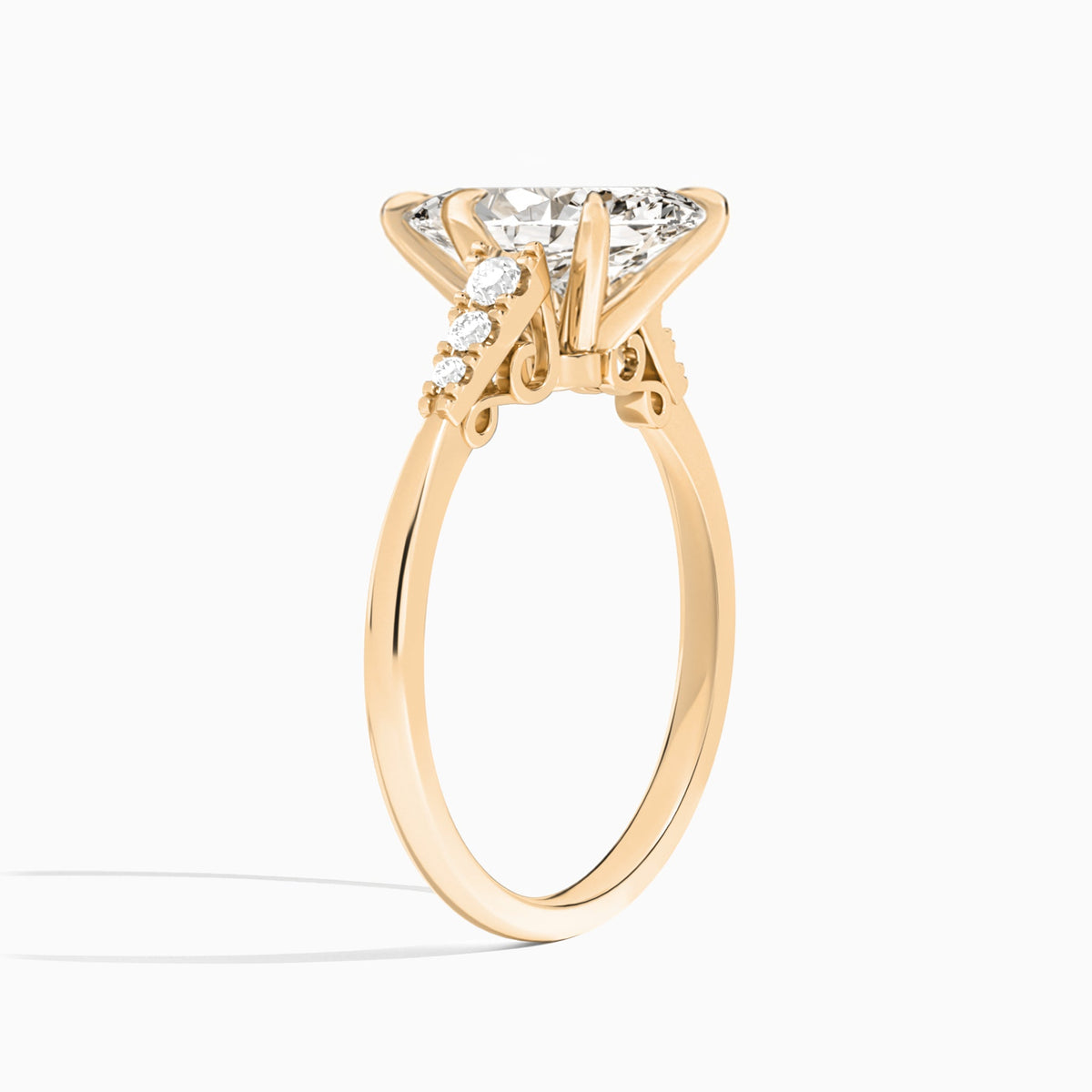 Marquise Ava Cathedral Engagement Ring In 14K Rose Gold, Angle View