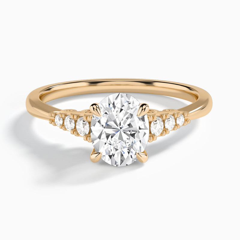 Oval Ava Cathedral Engagement Ring In 14K Rose Gold - Lucenjuri