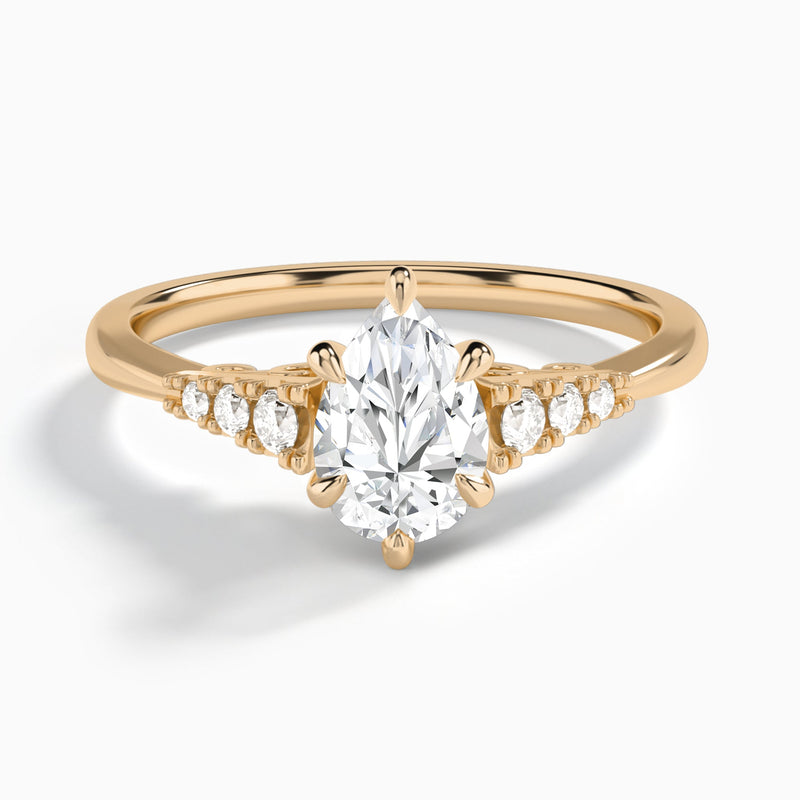 Pear Ava Cathedral Engagement Ring In 14K Rose Gold - Lucenjuri