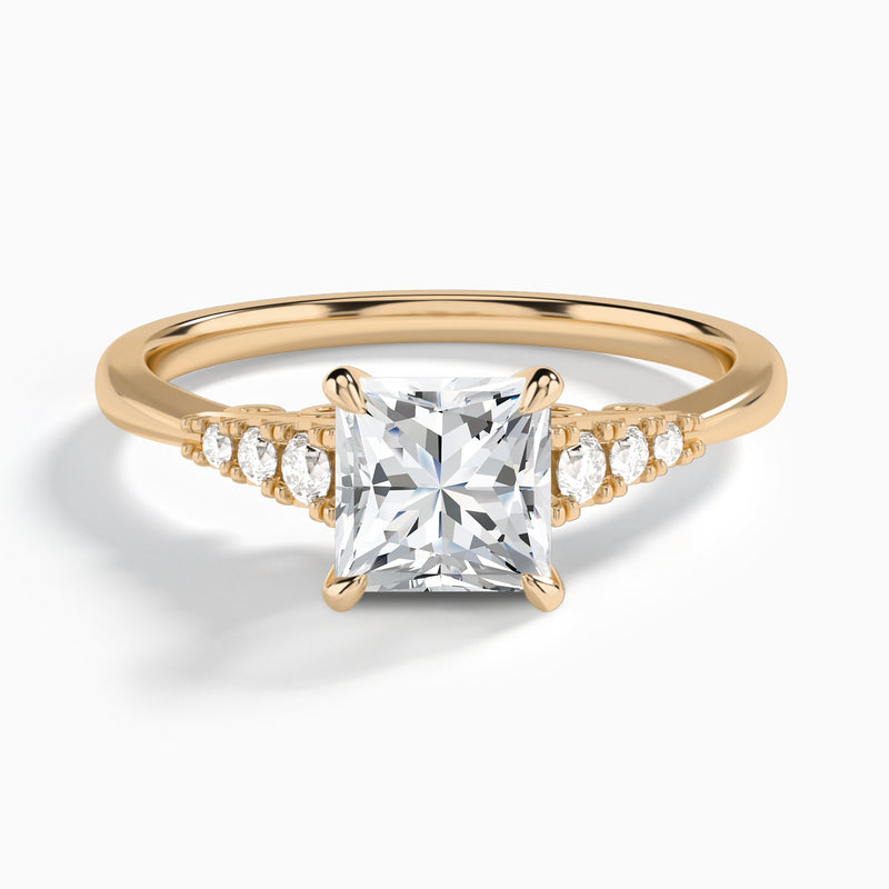 Princess Ava Cathedral Engagement Ring In 14K Rose Gold - Lucenjuri