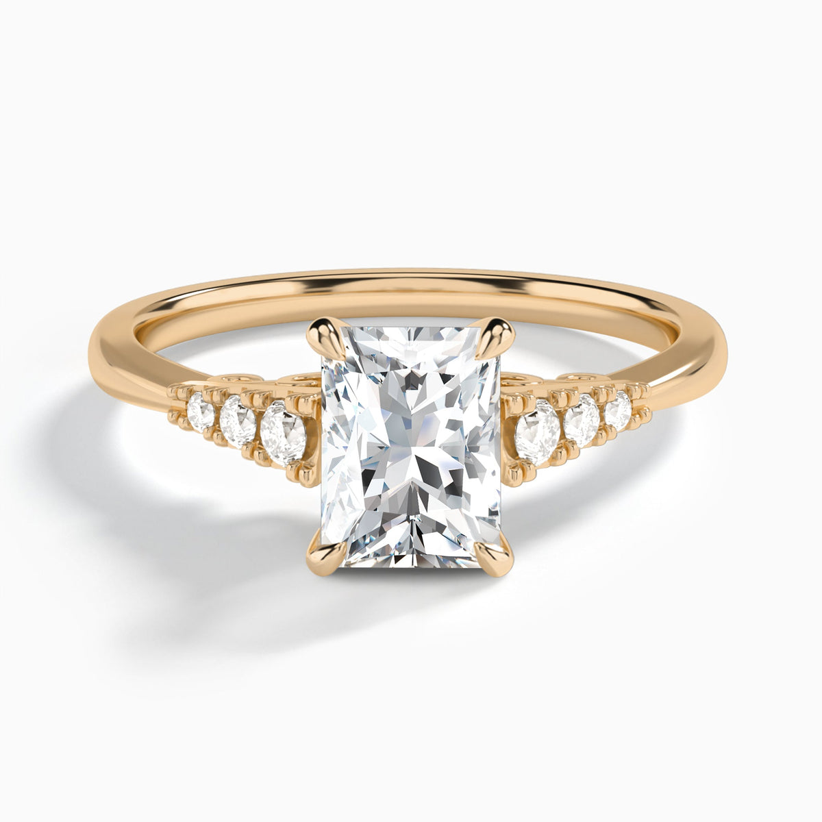 Radiant Ava Cathedral Engagement Ring In 14K Rose Gold - Lucenjuri