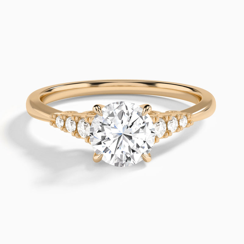 Round Ava Cathedral Engagement Ring In 14K Rose Gold - Lucenjuri
